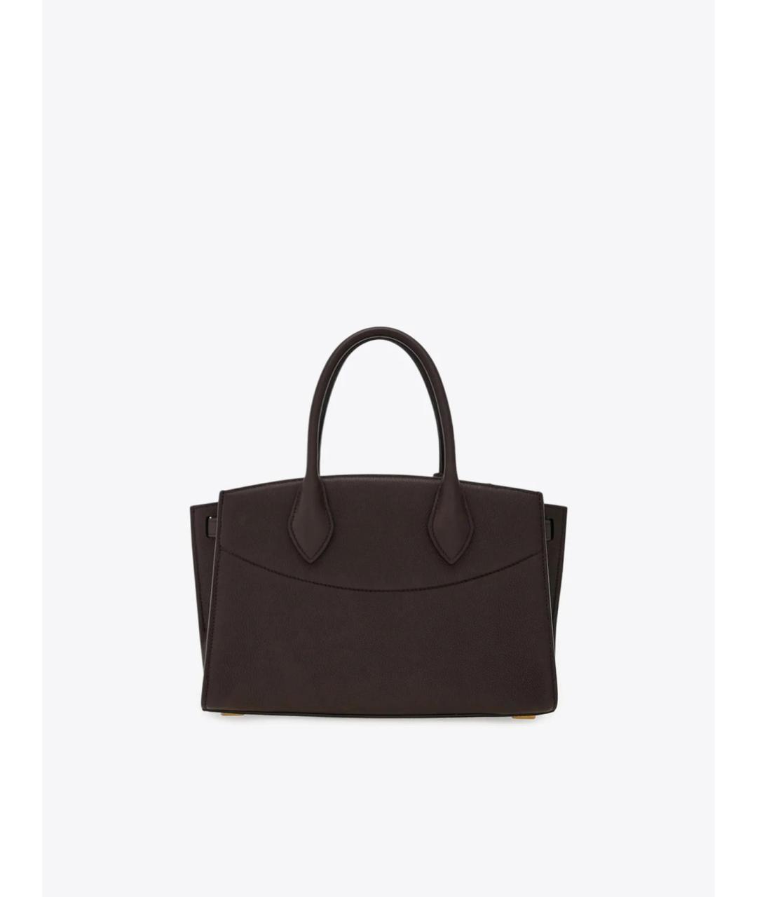 FERRAGAMO Коричневая кожаная сумка с короткими ручками, фото 4