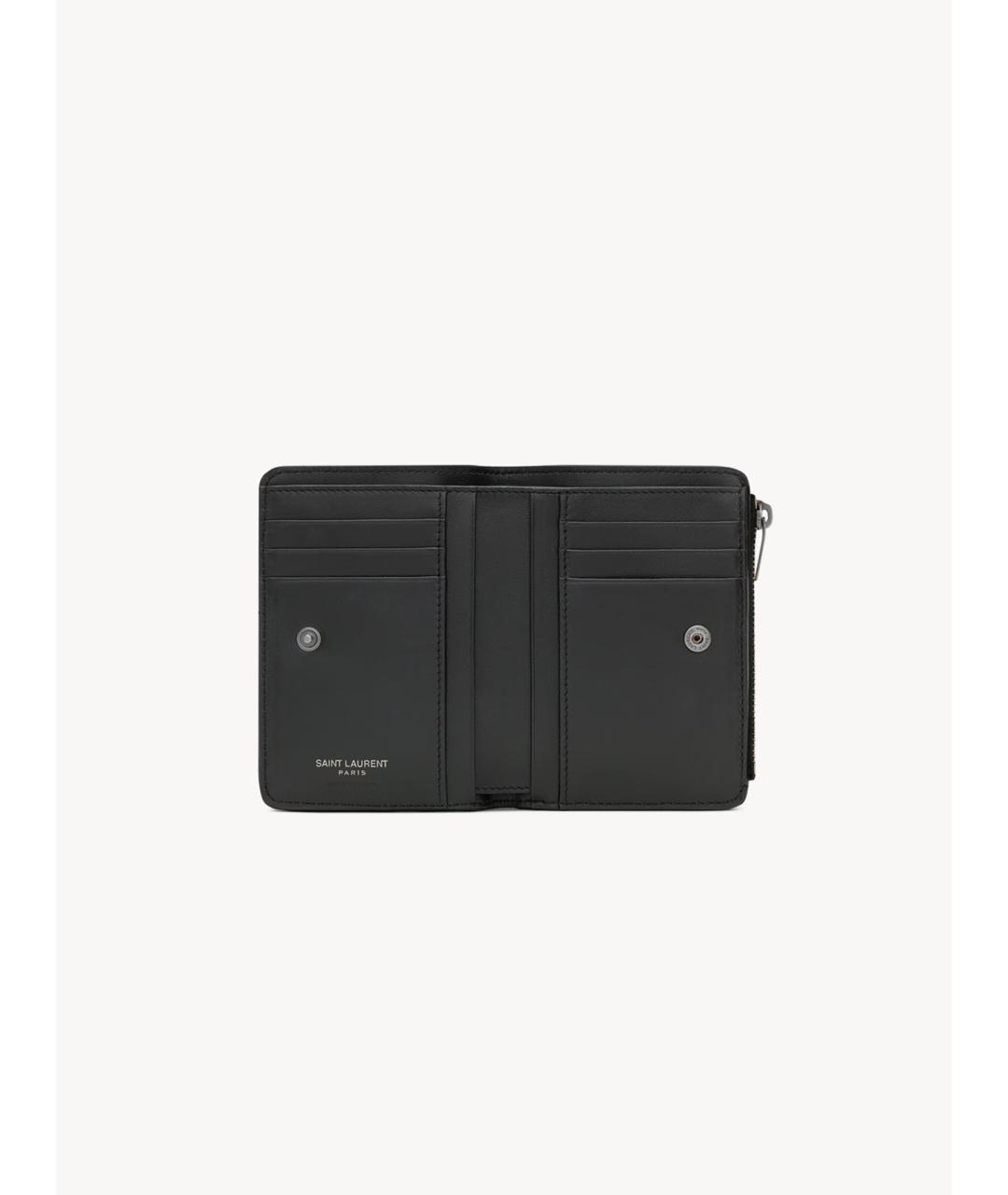 SAINT LAURENT Черный кожаный кошелек, фото 3