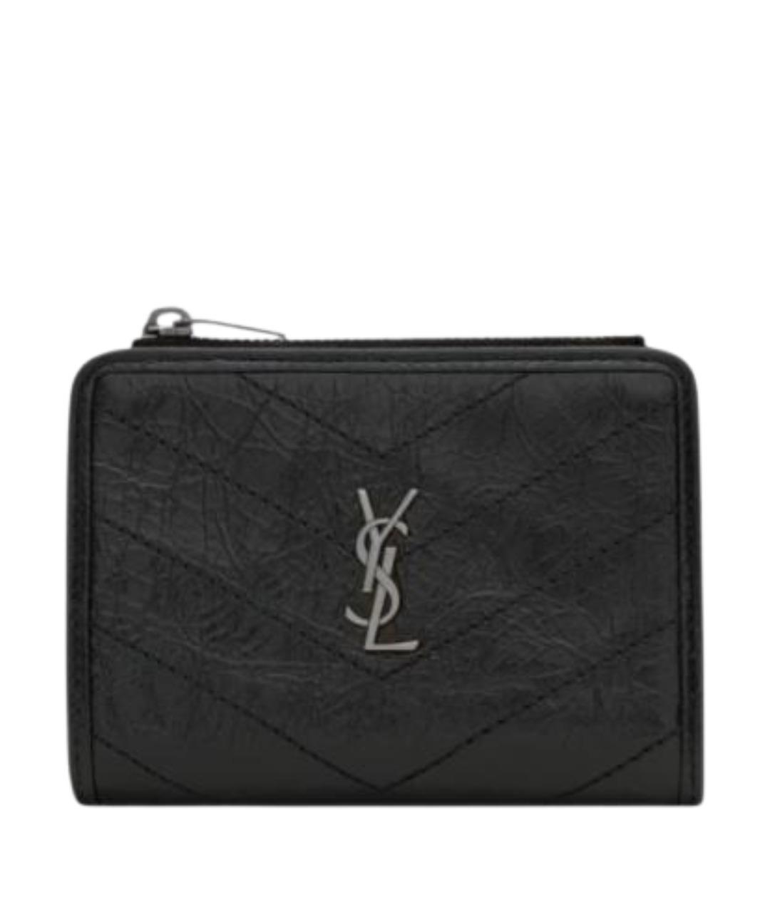 SAINT LAURENT Черный кожаный кошелек, фото 1