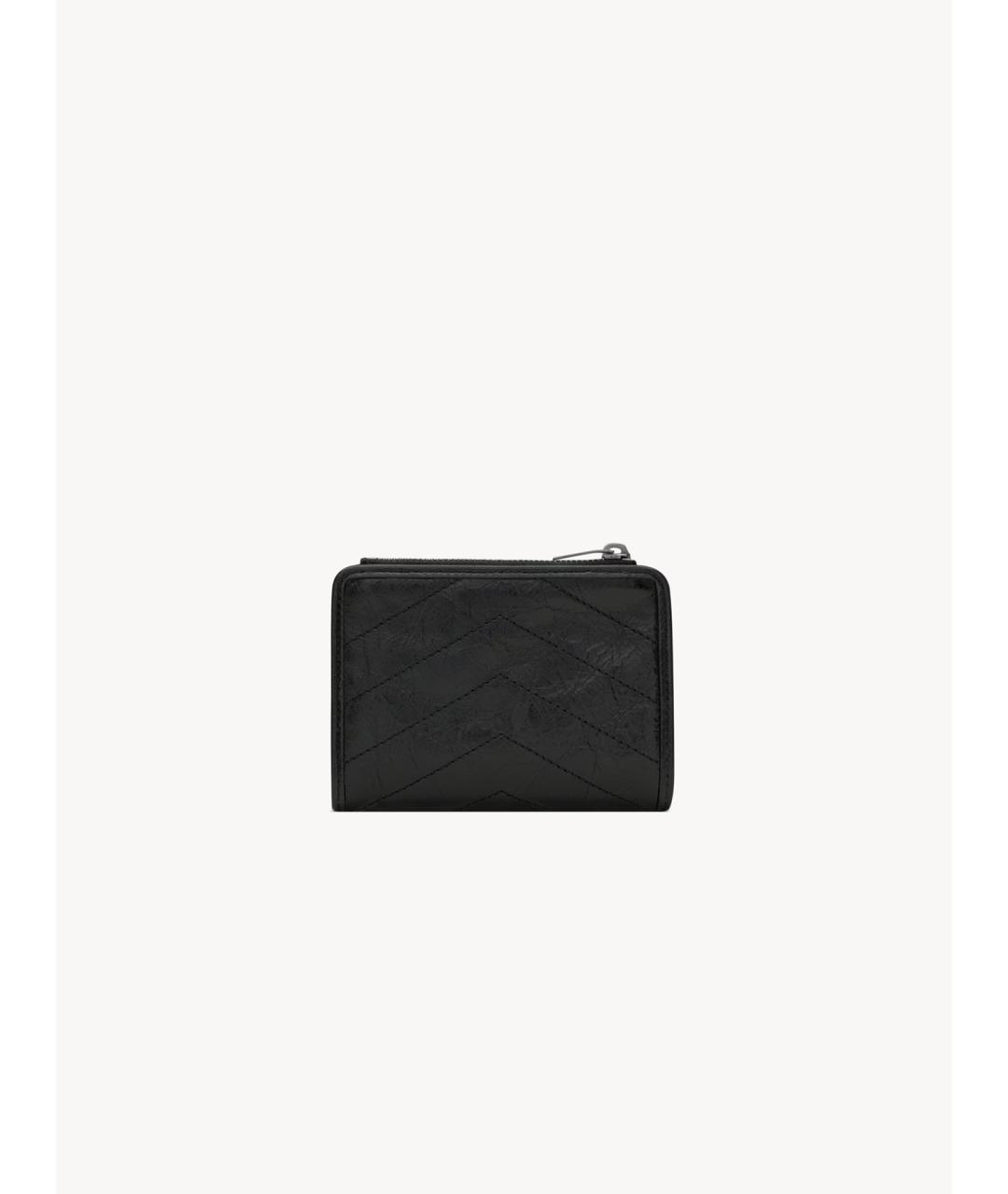 SAINT LAURENT Черный кожаный кошелек, фото 2