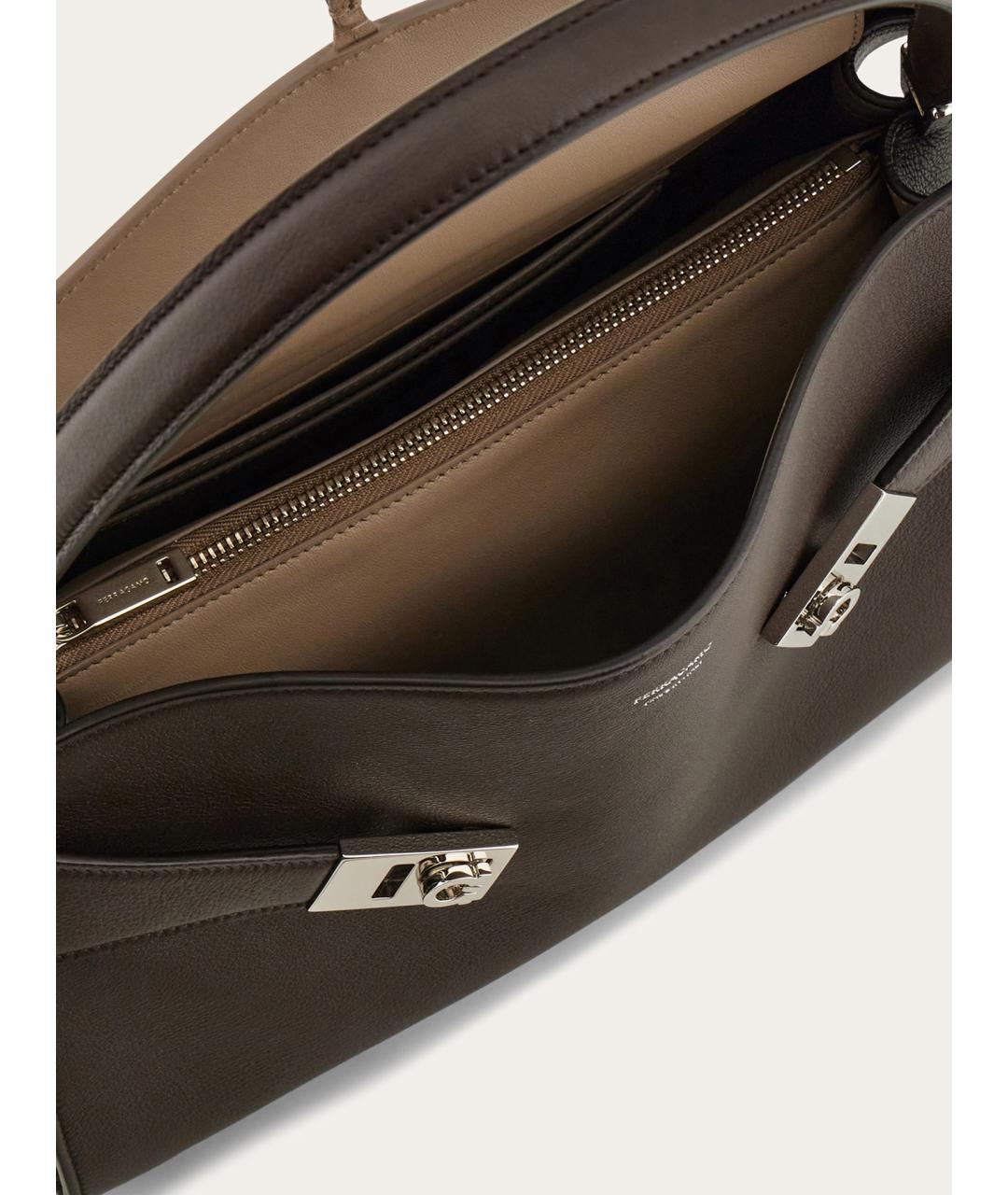 FERRAGAMO Коричневая кожаная сумка тоут, фото 5