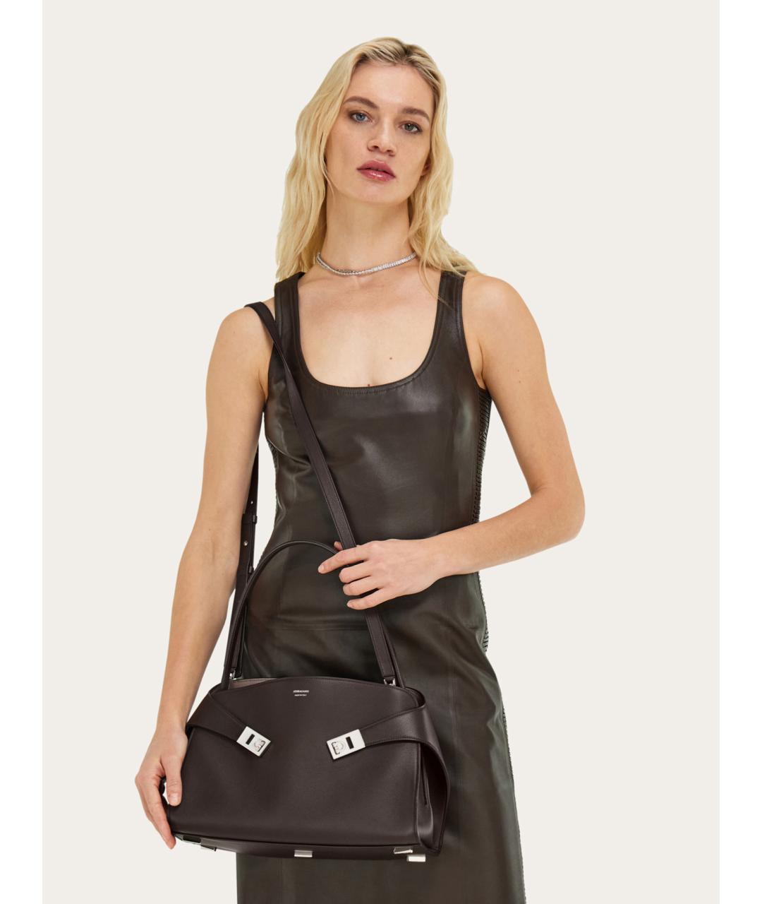 FERRAGAMO Коричневая кожаная сумка тоут, фото 7