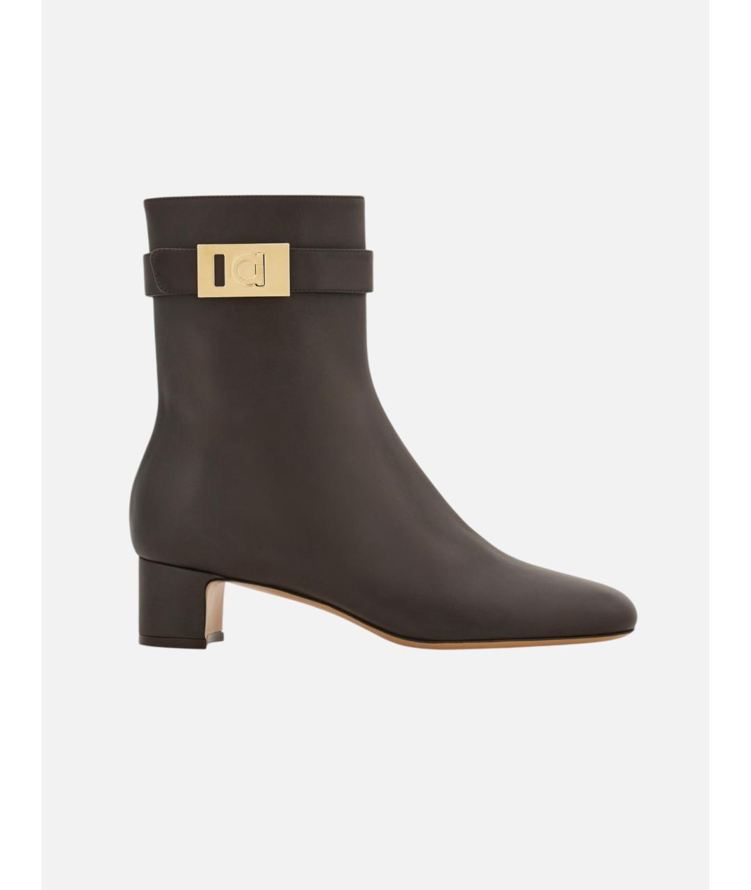 FERRAGAMO Коричневые кожаные ботильоны, фото 7