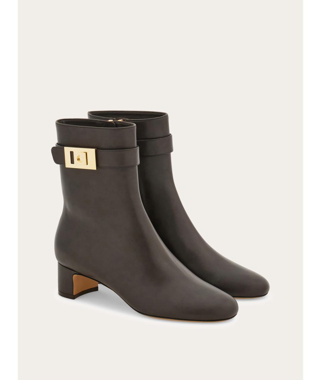 FERRAGAMO Коричневые кожаные ботильоны, фото 2