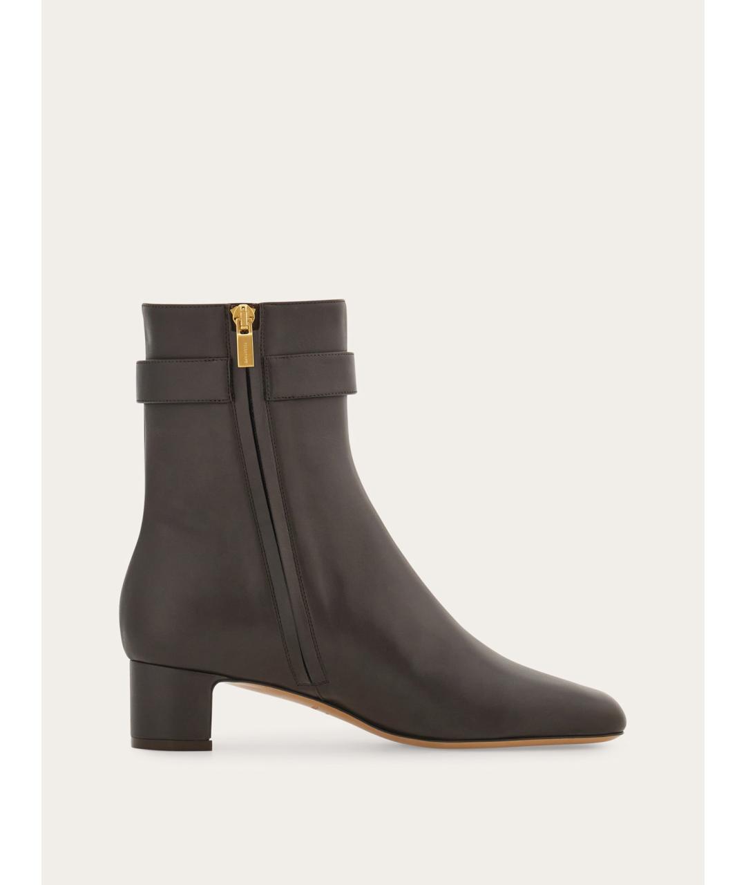 FERRAGAMO Коричневые кожаные ботильоны, фото 5