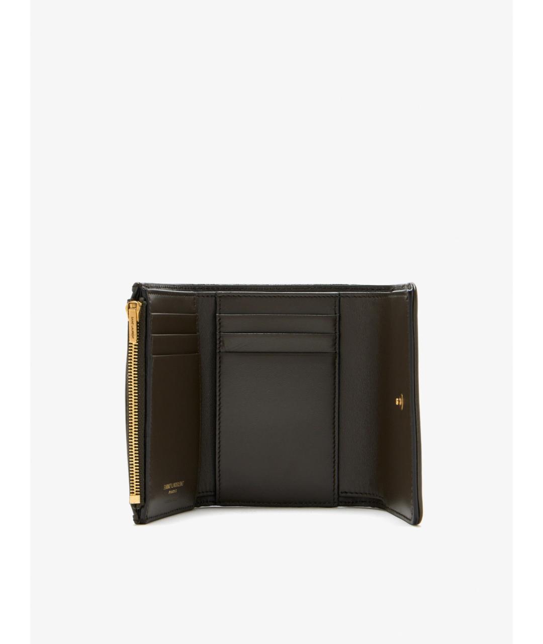 SAINT LAURENT Зеленый кожаный кошелек, фото 3