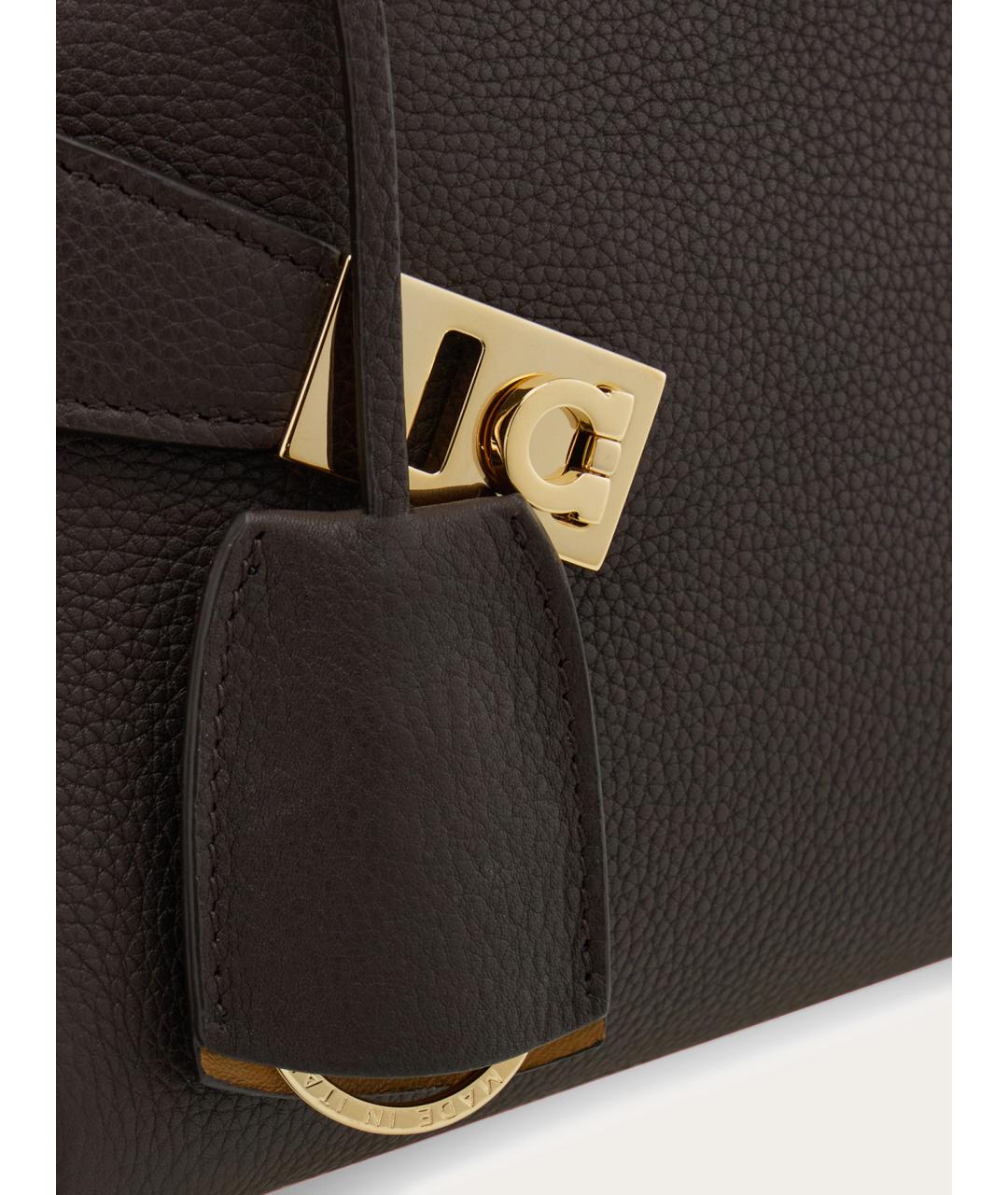 FERRAGAMO Коричневая кожаная сумка с короткими ручками, фото 4