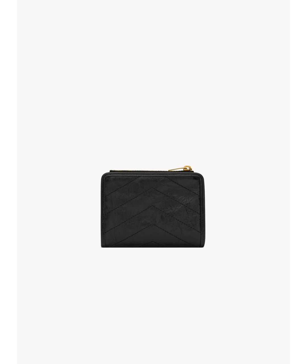 SAINT LAURENT Черный кожаный кошелек, фото 2