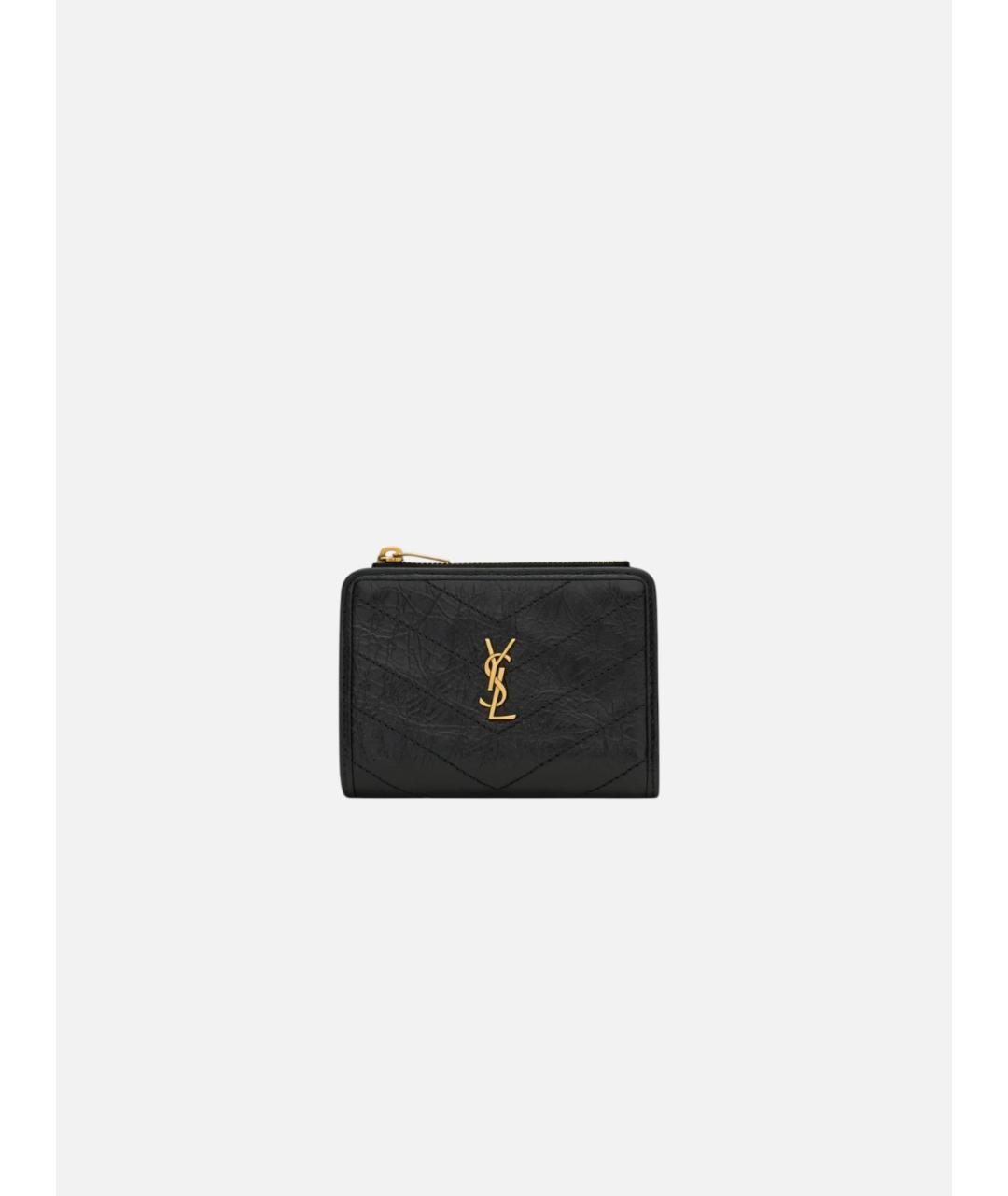 SAINT LAURENT Черный кожаный кошелек, фото 4