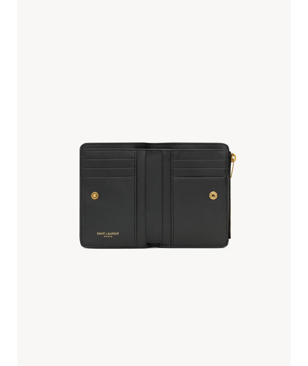 SAINT LAURENT Черный кожаный кошелек, фото 3