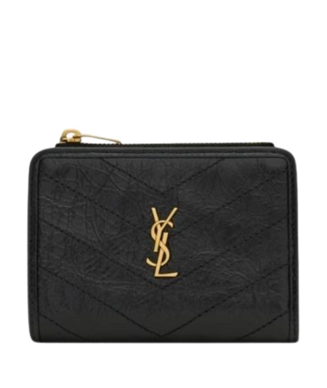 SAINT LAURENT Черный кожаный кошелек, фото 1