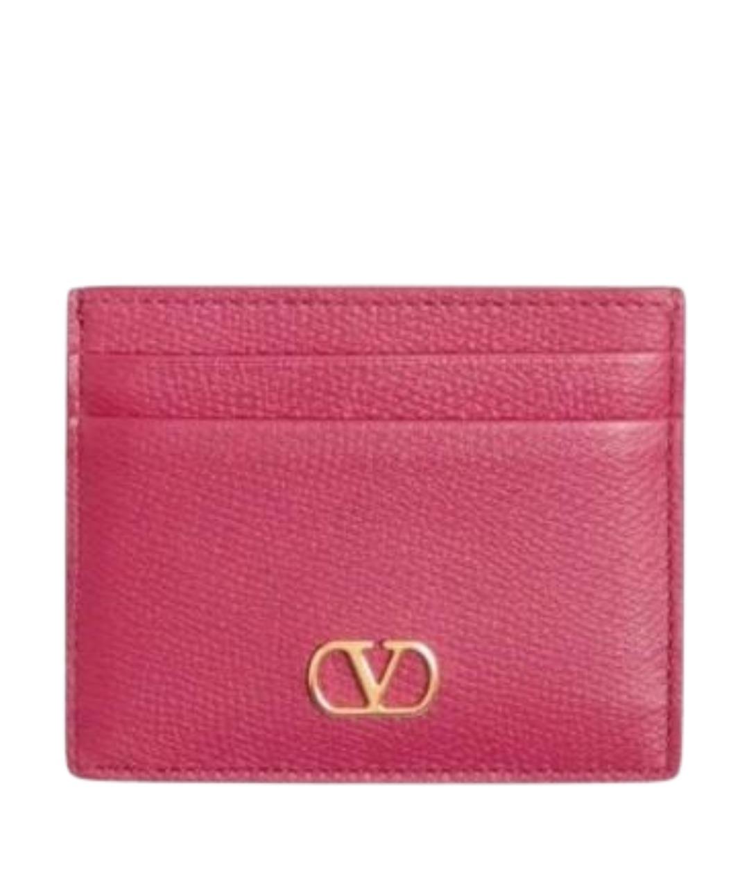 VALENTINO Розовый кожаный кардхолдер, фото 1