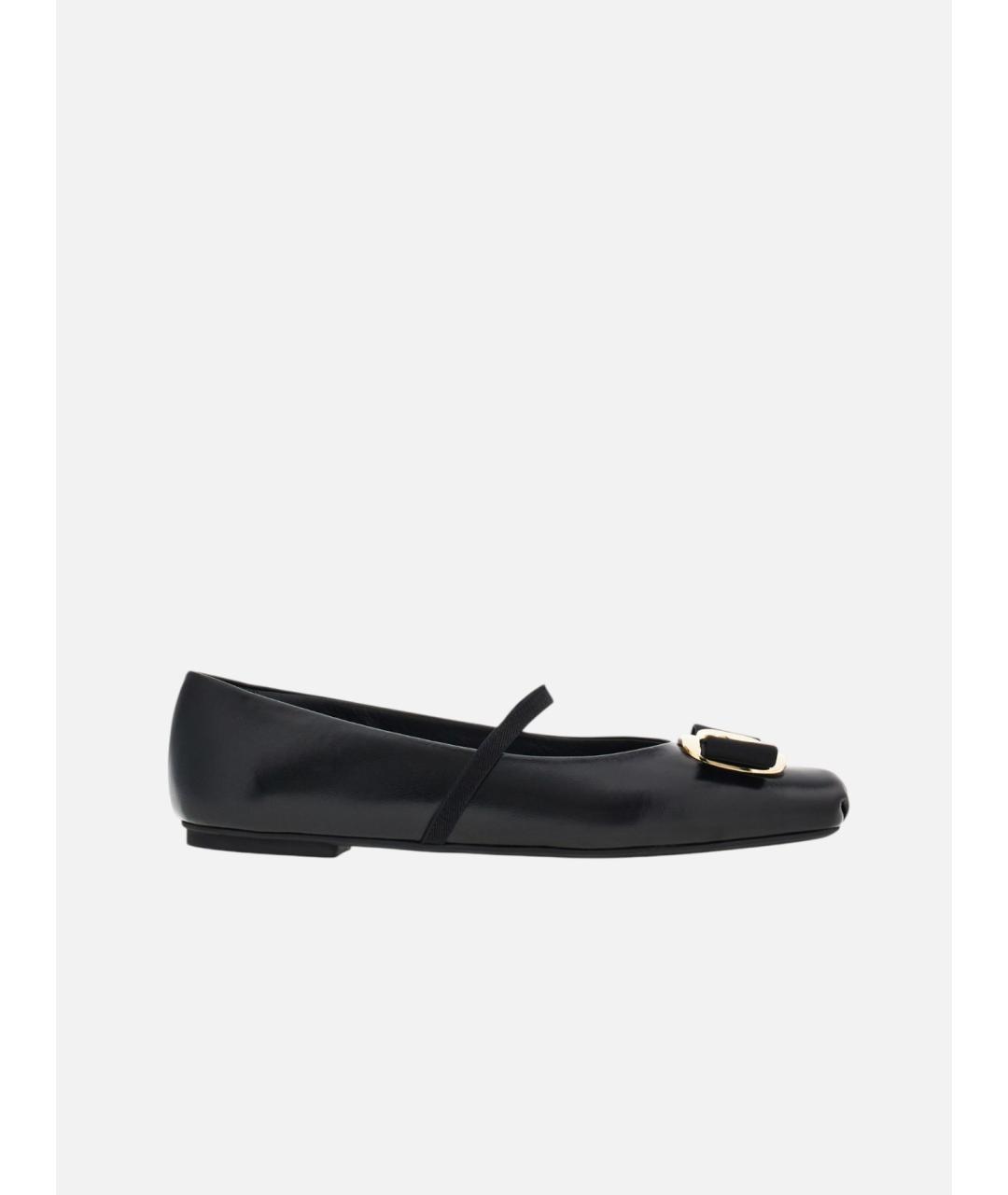 FERRAGAMO Черные кожаные балетки, фото 6