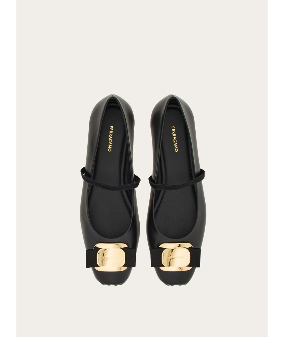 FERRAGAMO Черные кожаные балетки, фото 4
