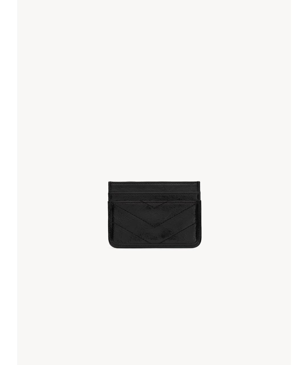 SAINT LAURENT Черный кожаный кардхолдер, фото 2