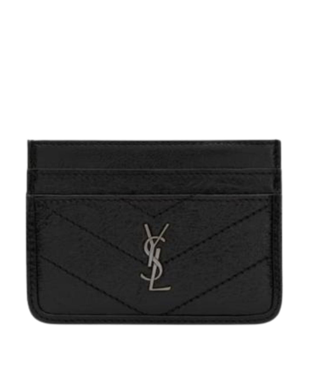 SAINT LAURENT Черный кожаный кардхолдер, фото 1