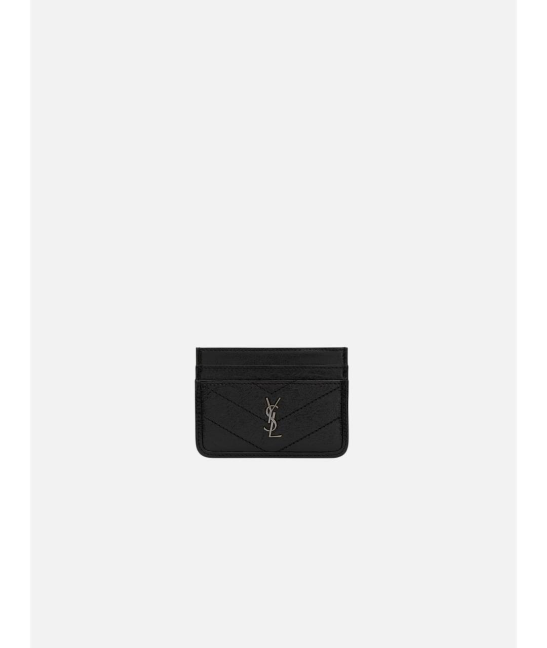 SAINT LAURENT Черный кожаный кардхолдер, фото 3