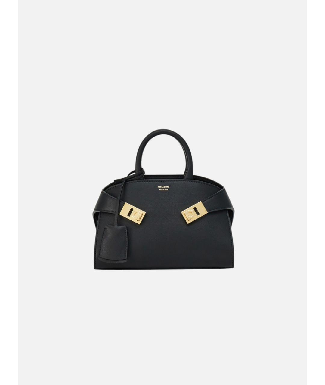 FERRAGAMO Черная кожаная сумка тоут, фото 7