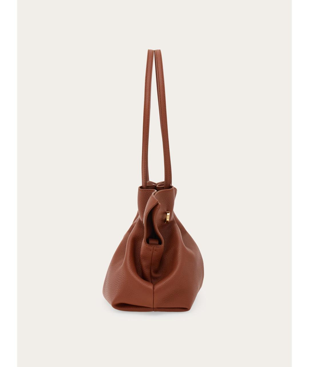 FERRAGAMO Коричневая кожаная сумка тоут, фото 5