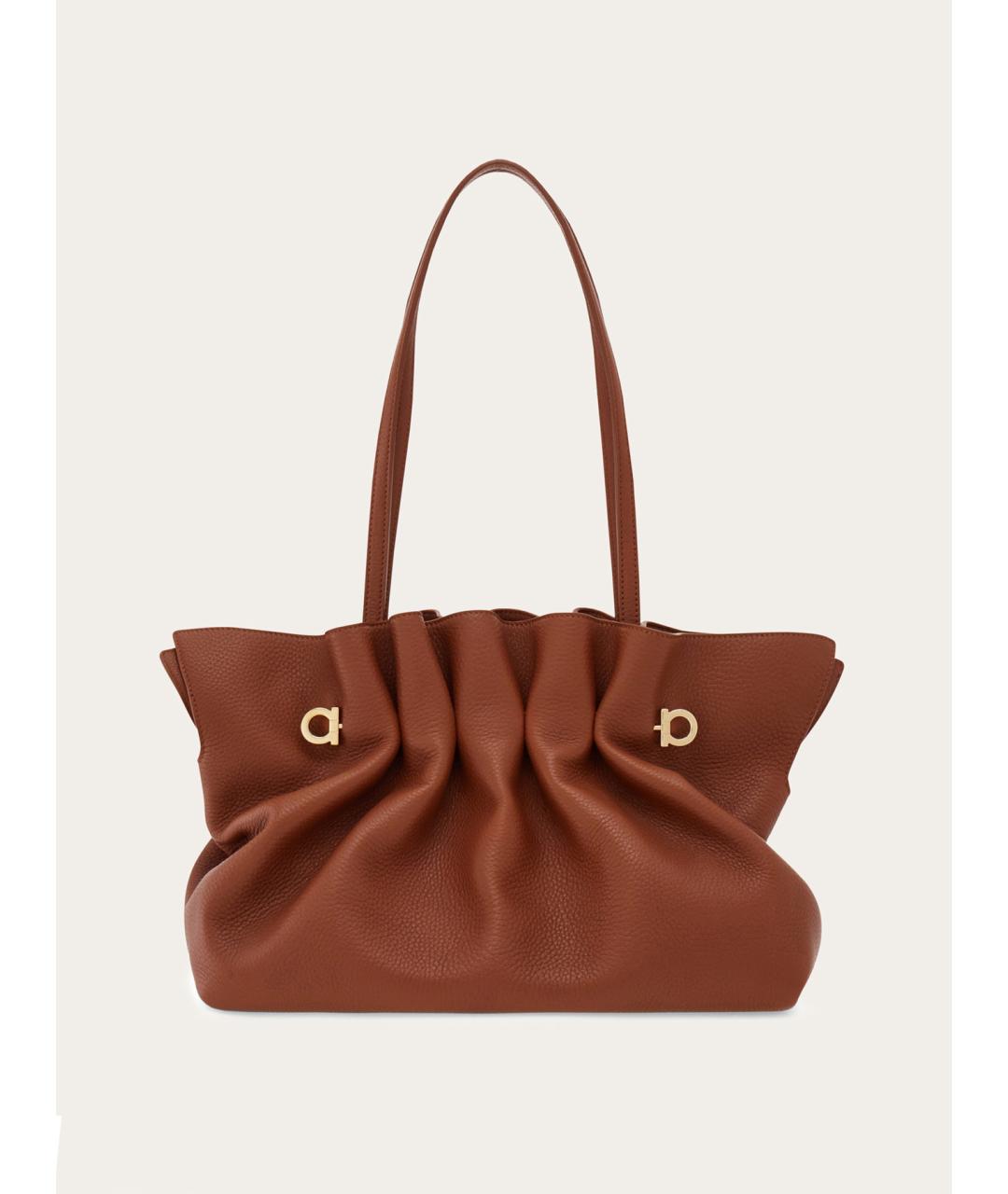 FERRAGAMO Коричневая кожаная сумка тоут, фото 3