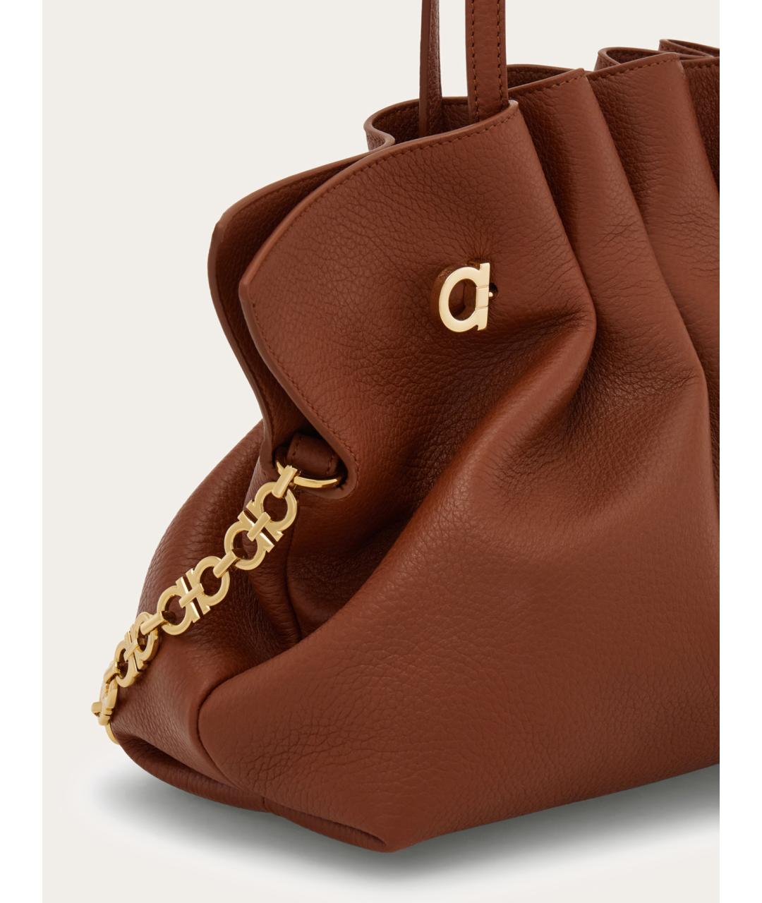 FERRAGAMO Коричневая кожаная сумка тоут, фото 4