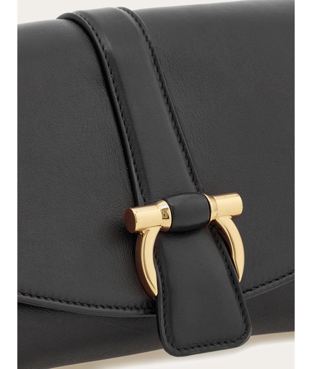 FERRAGAMO Черная кожаная сумка через плечо, фото 4