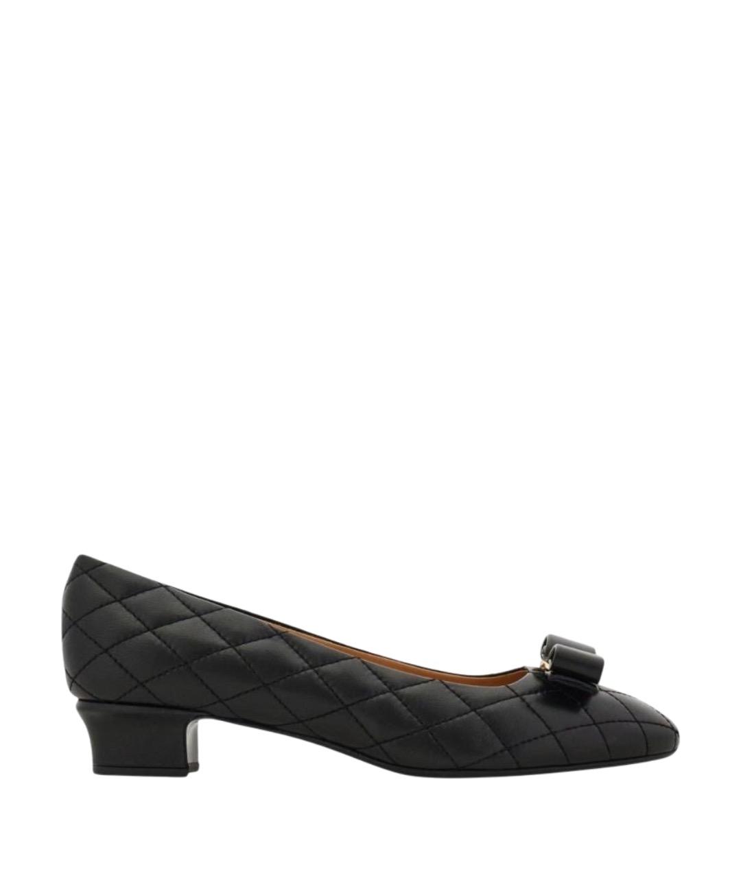 FERRAGAMO Черные кожаные туфли, фото 1