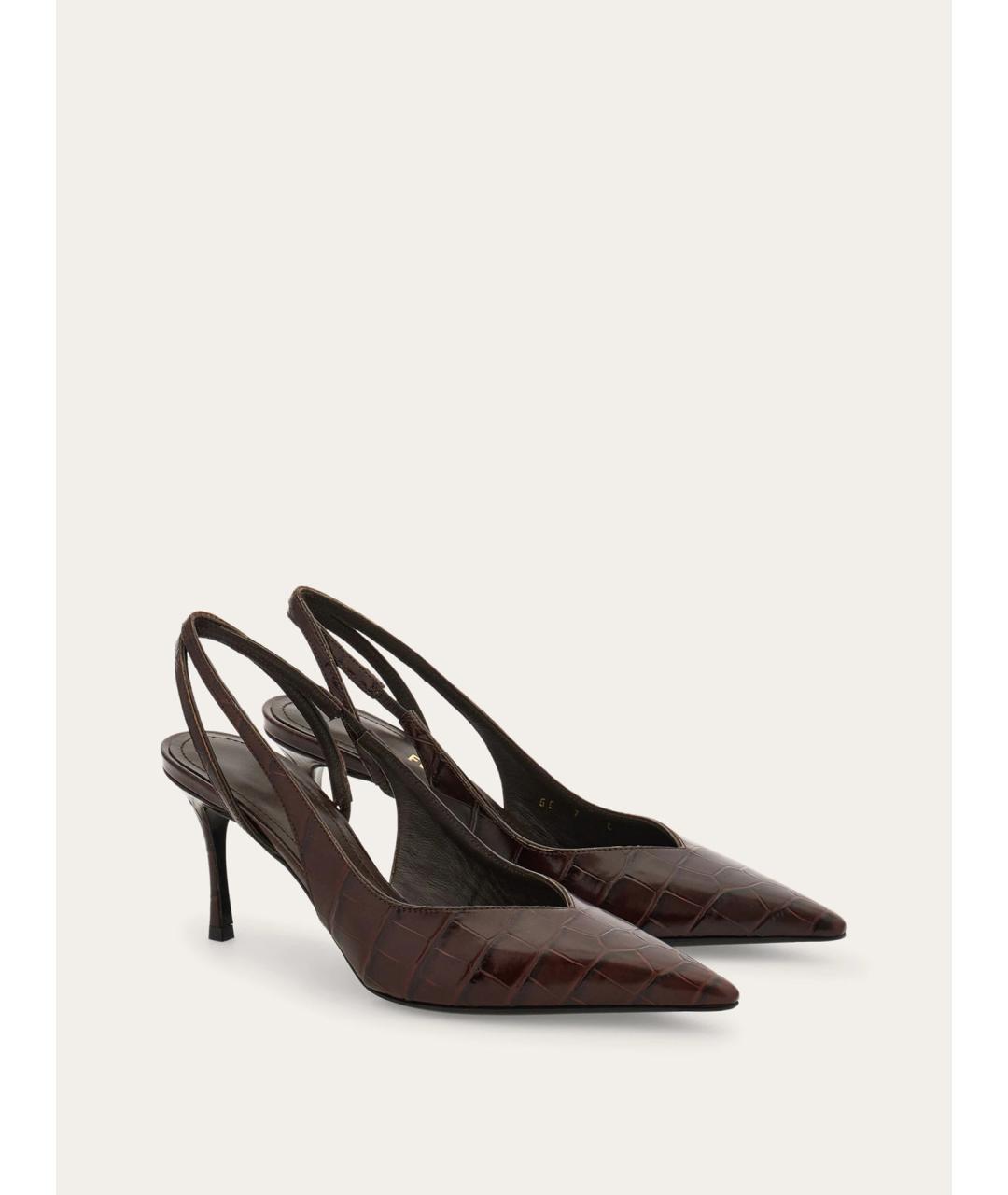 FERRAGAMO Коричневые кожаные туфли, фото 2