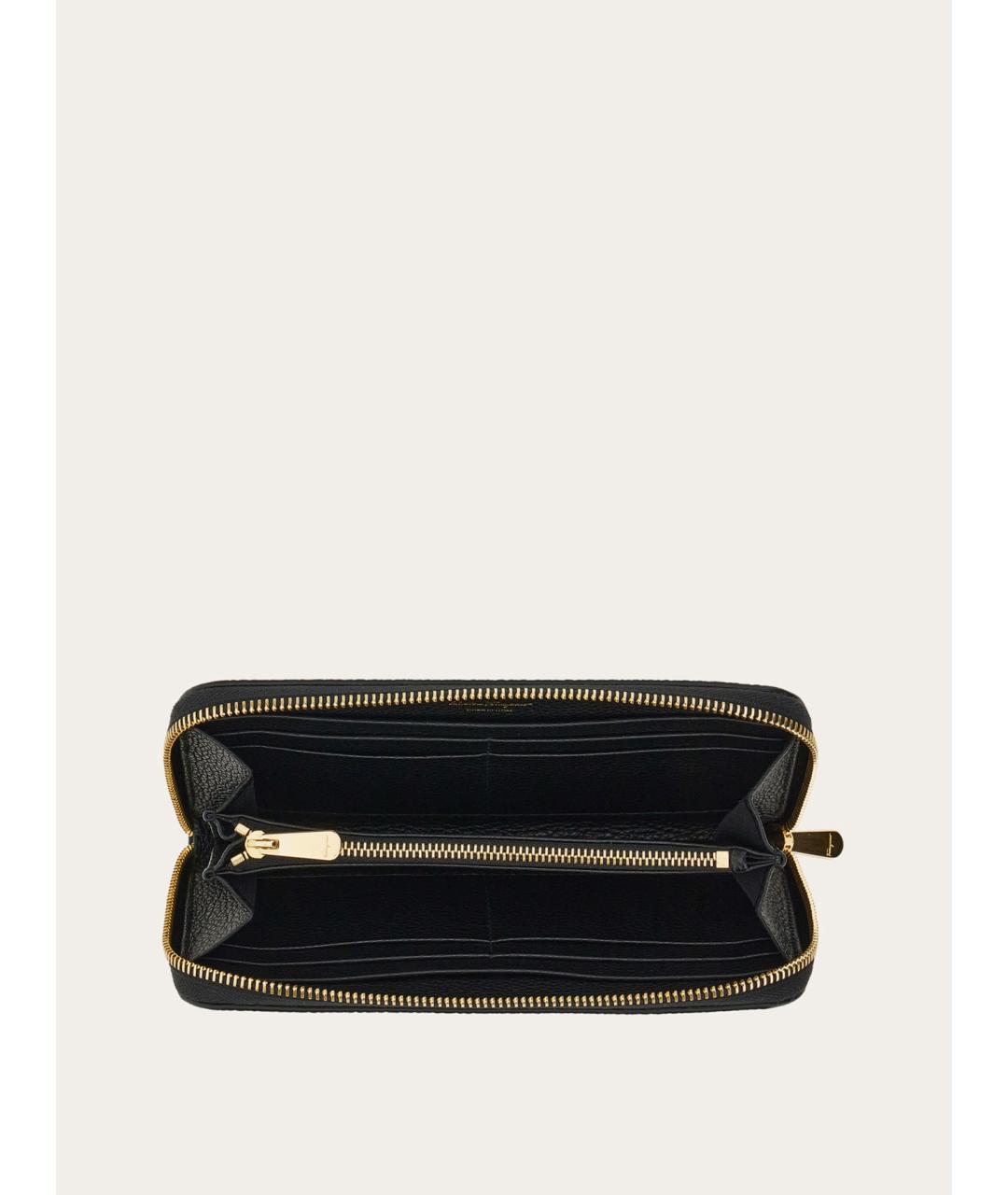 FERRAGAMO Черный кожаный кошелек, фото 4