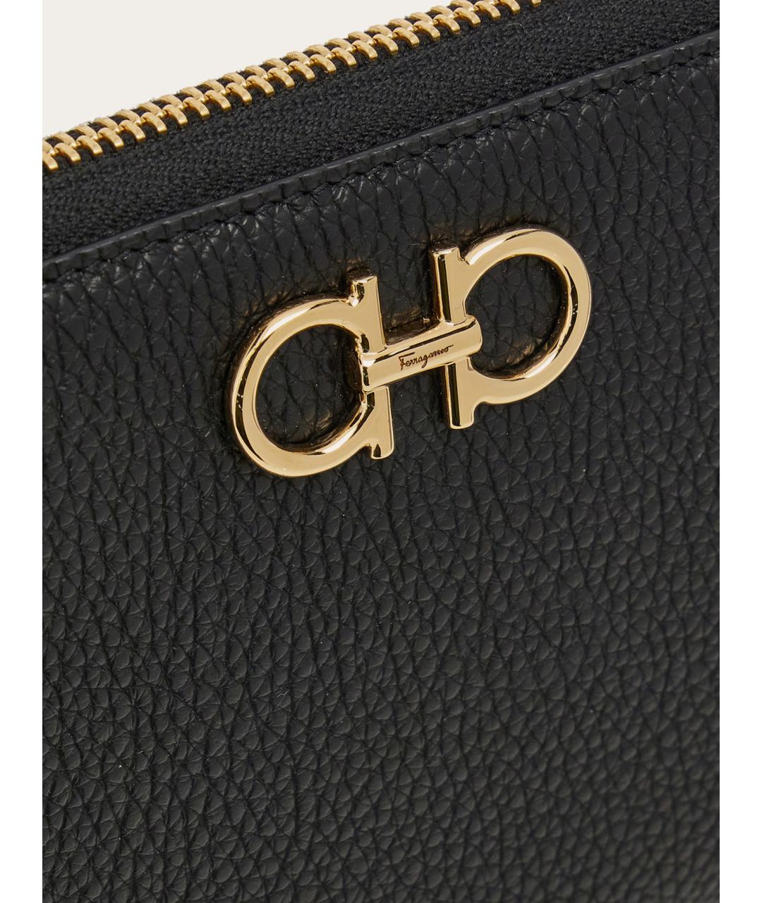 FERRAGAMO Черный кожаный кошелек, фото 5