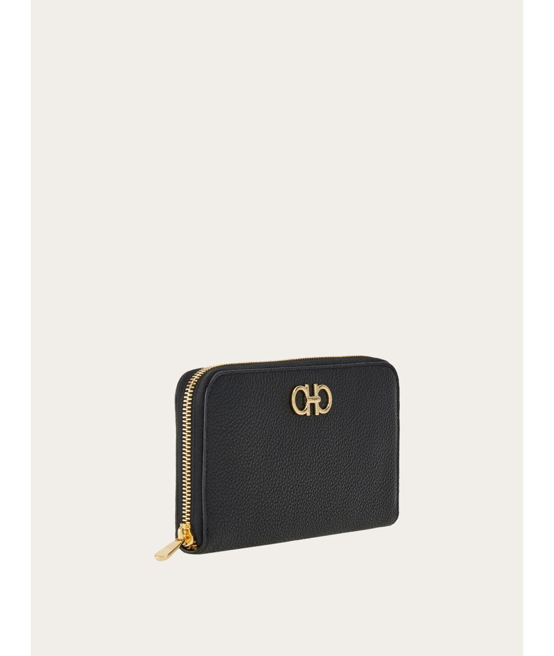 FERRAGAMO Черный кожаный кошелек, фото 2