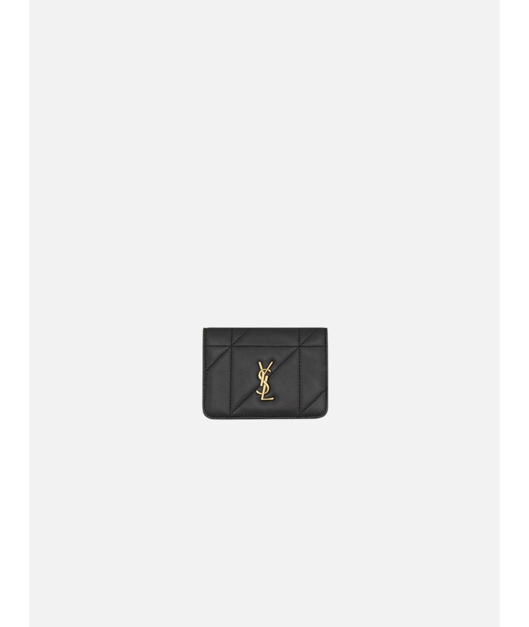 SAINT LAURENT Черный кожаный кардхолдер, фото 3