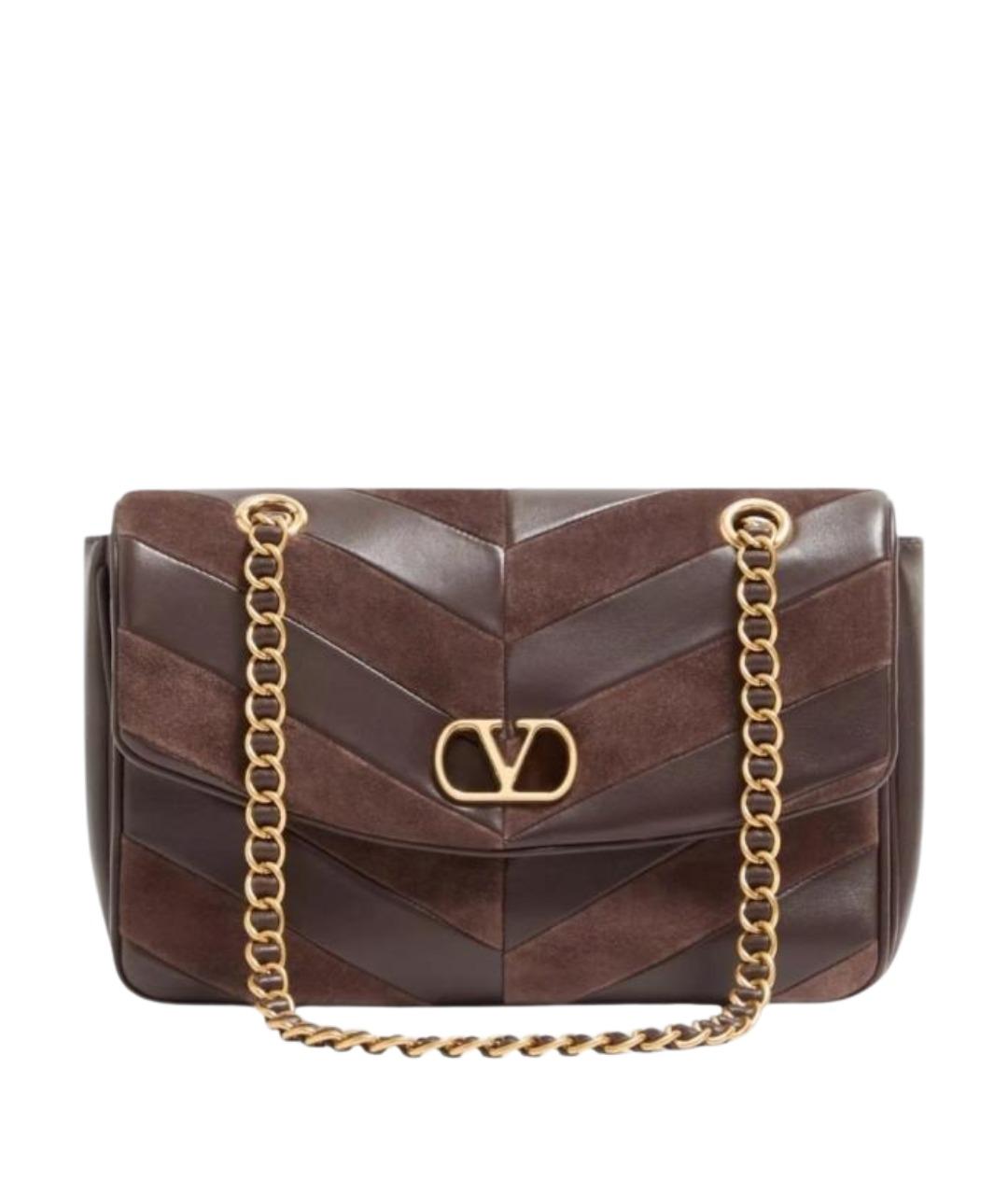 VALENTINO Коричневая кожаная сумка через плечо, фото 1