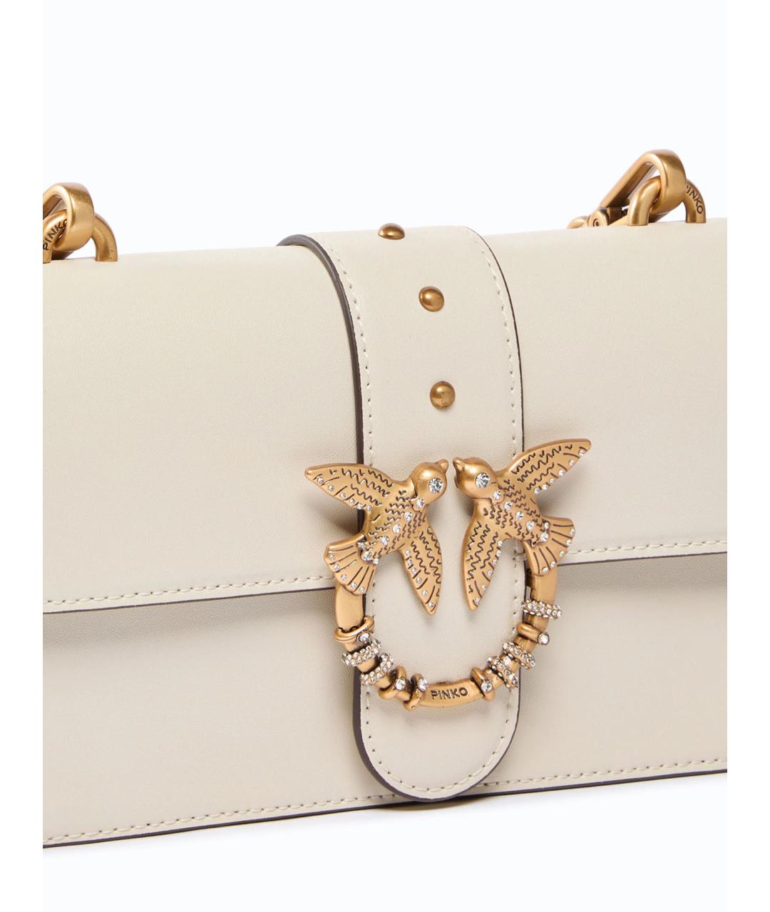 PINKO Белая кожаная сумка через плечо, фото 4