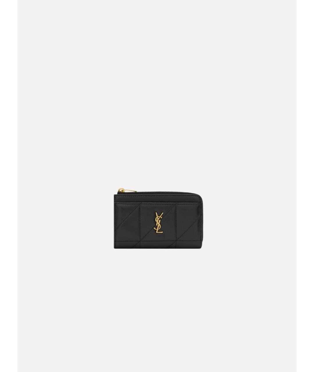 SAINT LAURENT Черный кожаный кардхолдер, фото 3