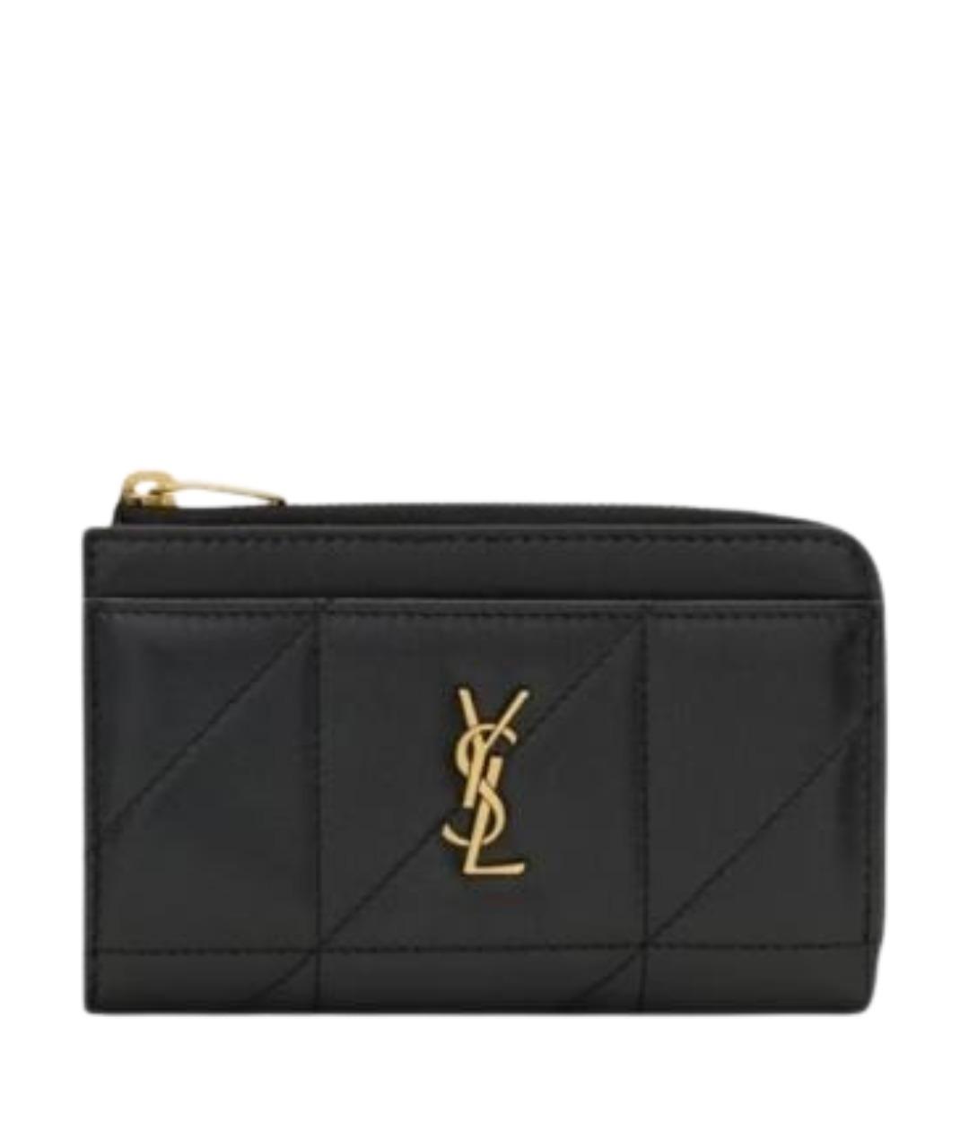 SAINT LAURENT Черный кожаный кардхолдер, фото 1