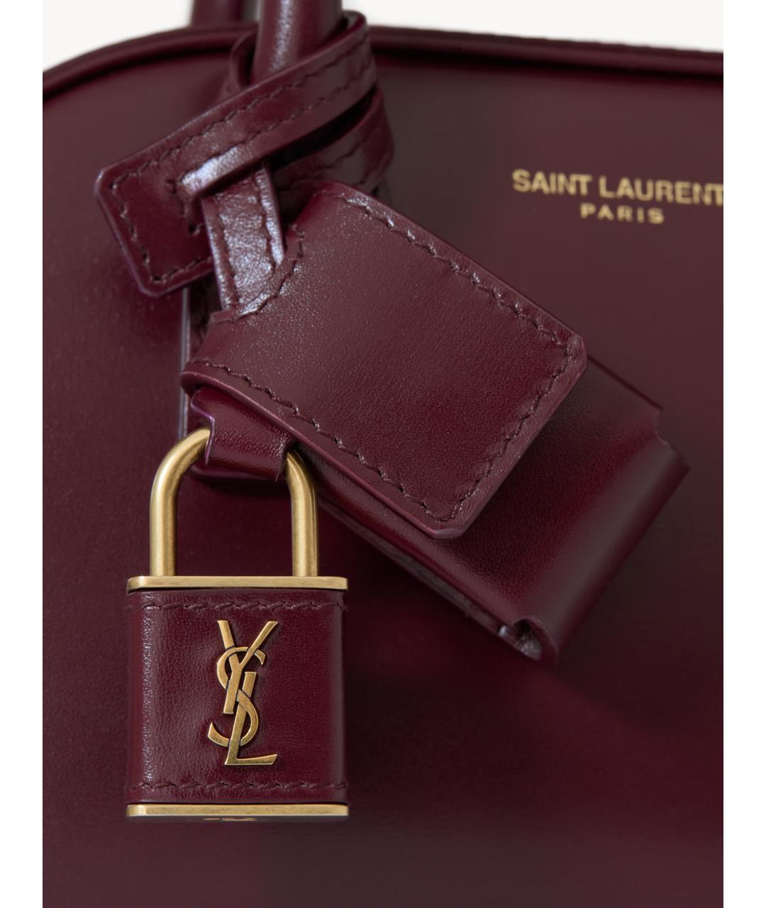 SAINT LAURENT Бордовая кожаная сумка тоут, фото 4