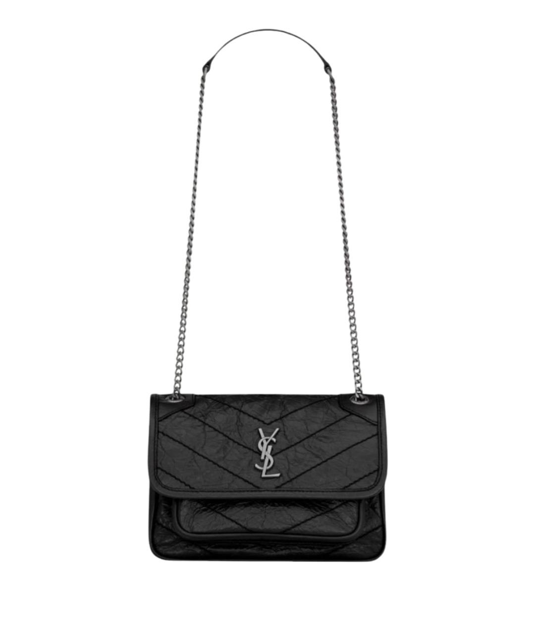 SAINT LAURENT Черная кожаная сумка через плечо, фото 1