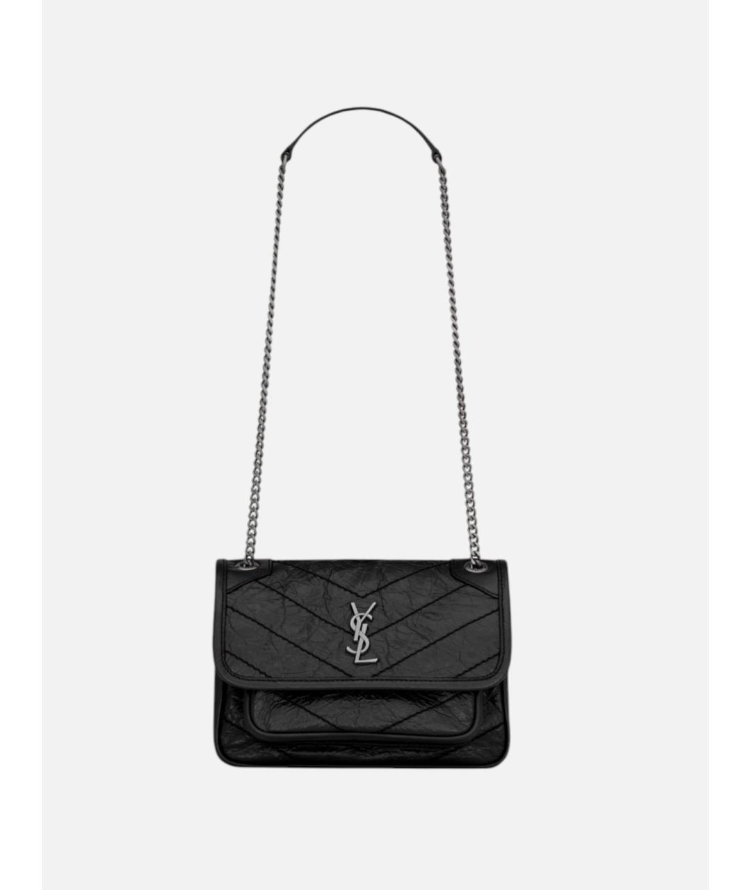 SAINT LAURENT Черная кожаная сумка через плечо, фото 5