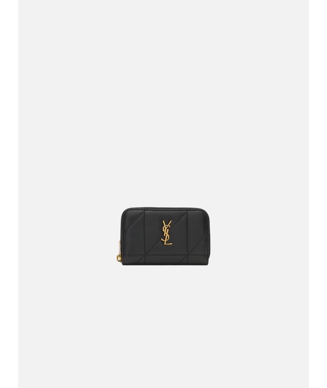 SAINT LAURENT Черный кожаный кошелек, фото 4