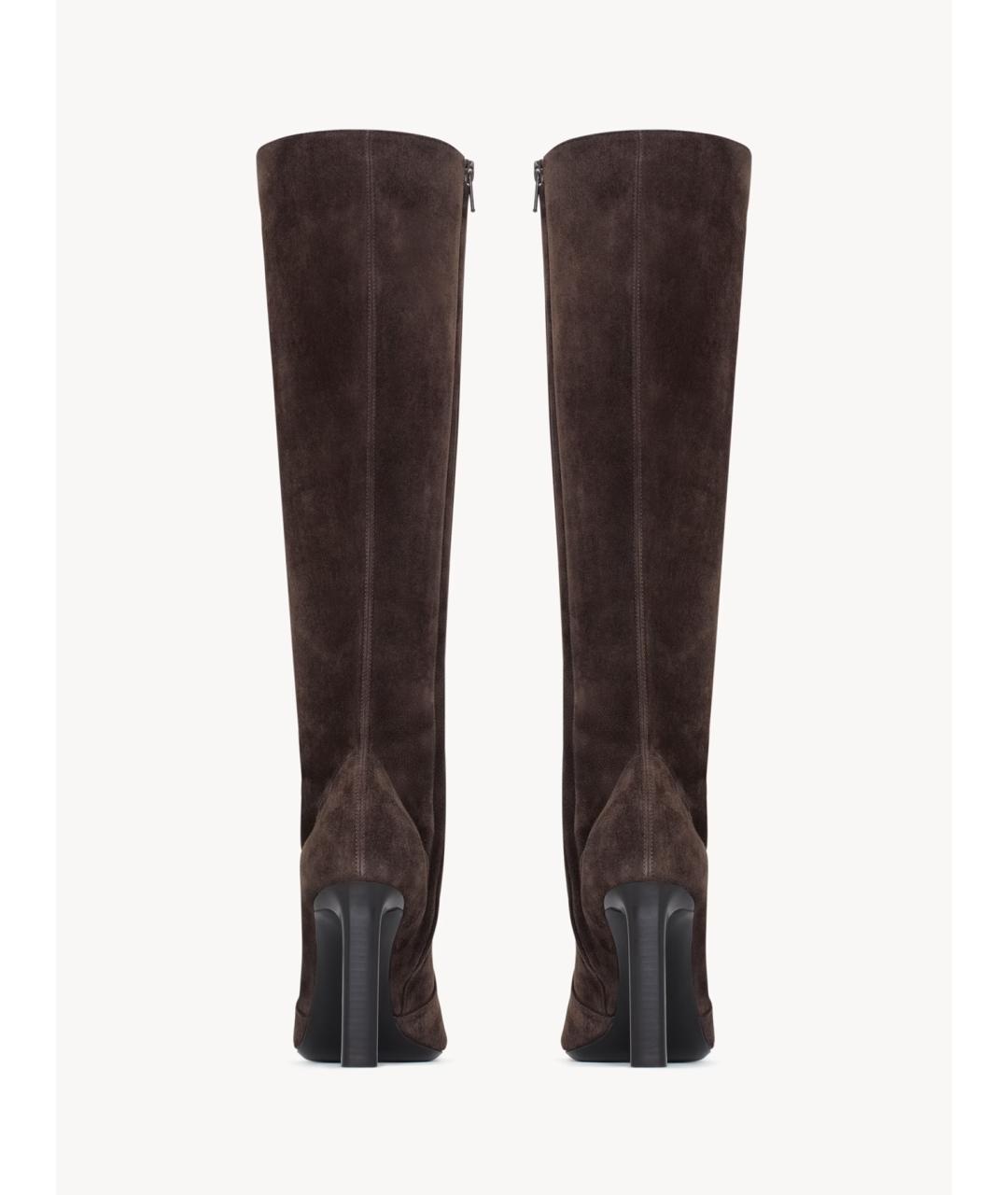 SAINT LAURENT Коричневые замшевые сапоги, фото 3