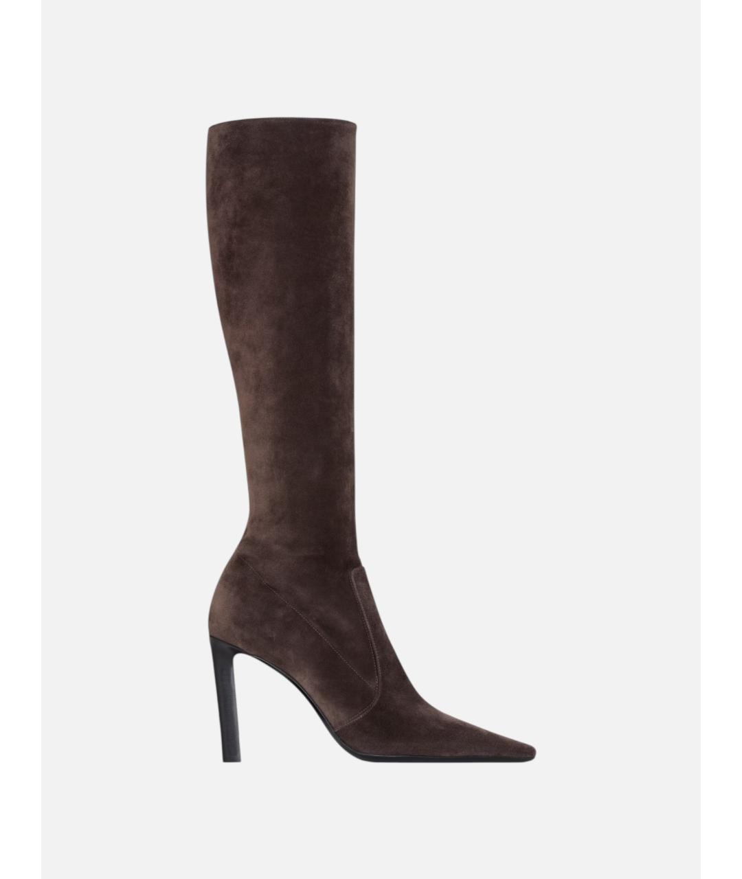 SAINT LAURENT Коричневые замшевые сапоги, фото 4