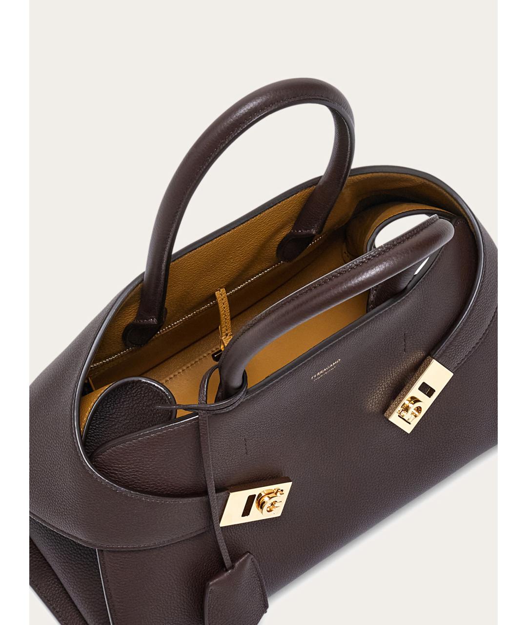 FERRAGAMO Коричневая кожаная сумка тоут, фото 5