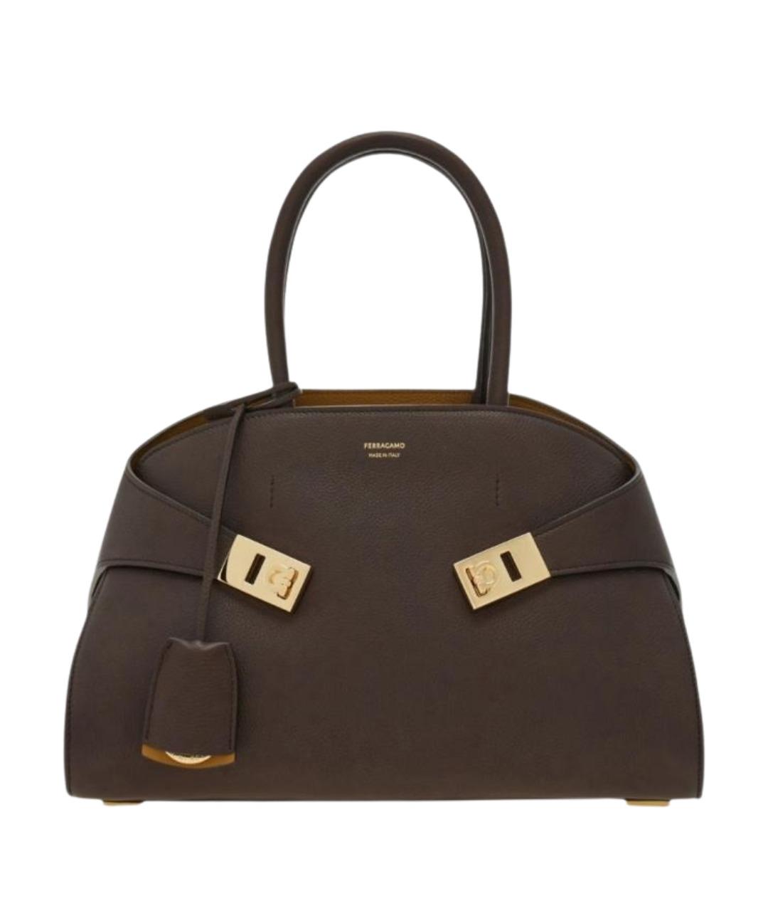 FERRAGAMO Коричневая кожаная сумка тоут, фото 1