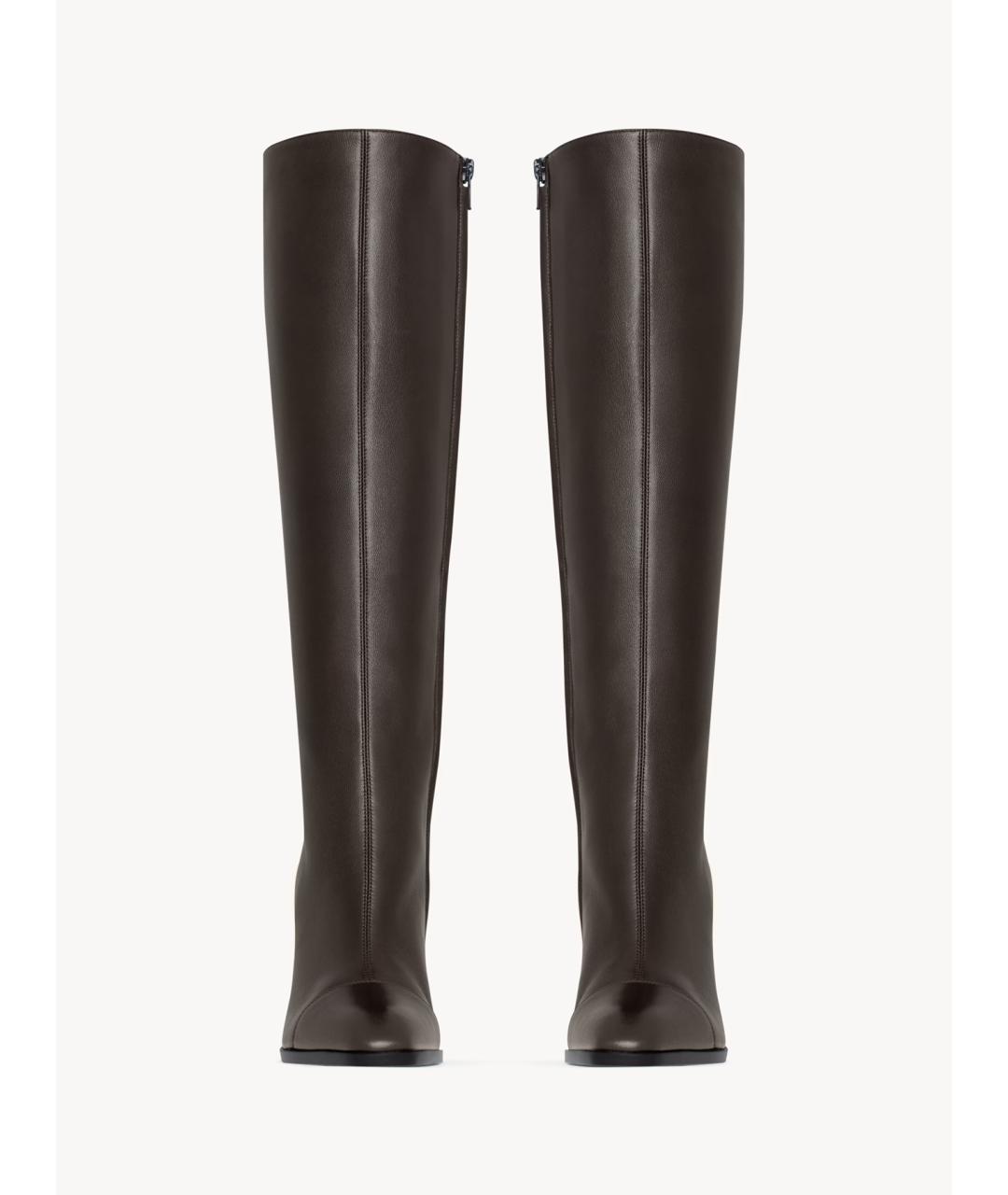 SAINT LAURENT Коричневые кожаные сапоги, фото 2