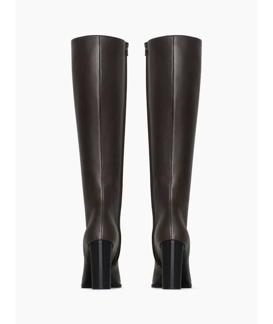 SAINT LAURENT Коричневые кожаные сапоги, фото 3