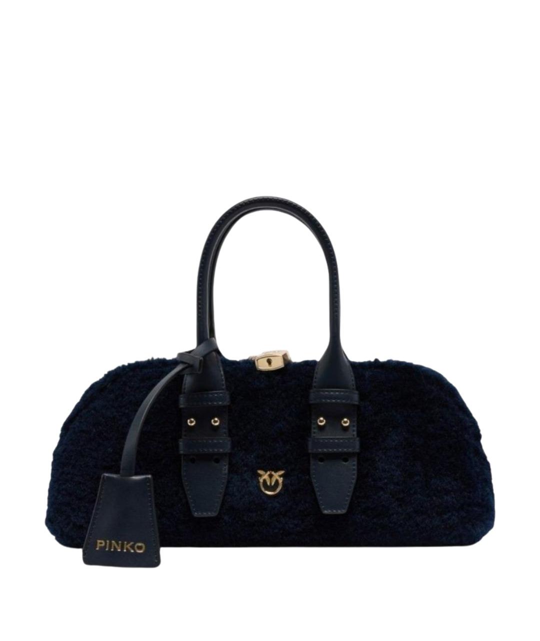 PINKO Темно-синяя синтетическая сумка с короткими ручками, фото 1