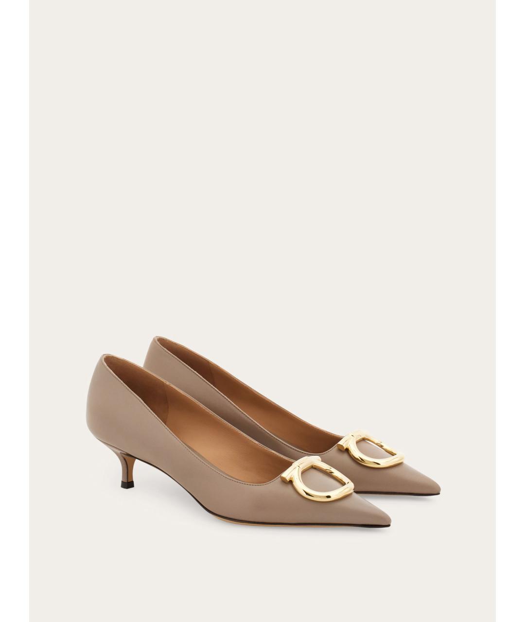 FERRAGAMO Бежевые кожаные туфли, фото 2
