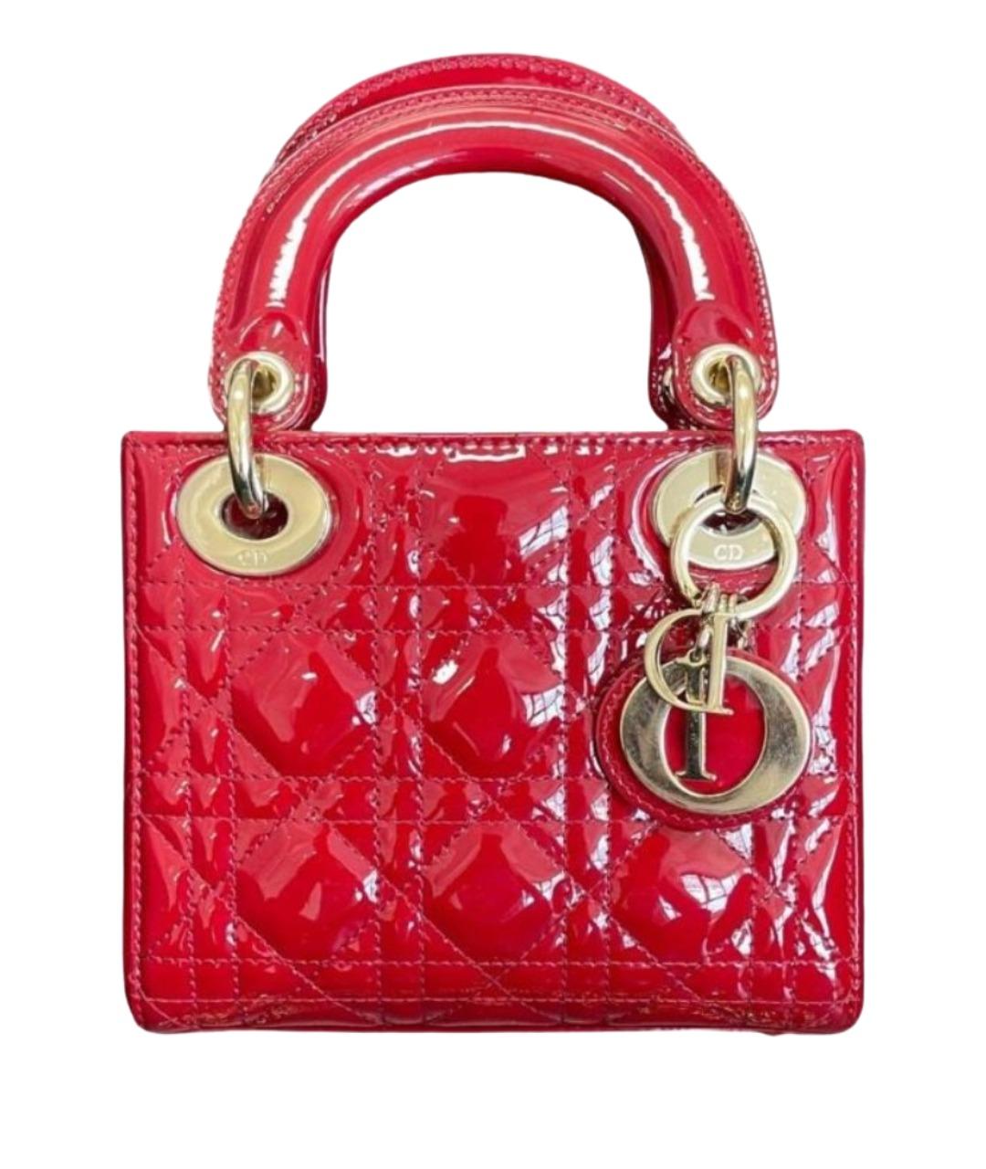 CHRISTIAN DIOR Красная сумка с короткими ручками из лакированной кожи, фото 1
