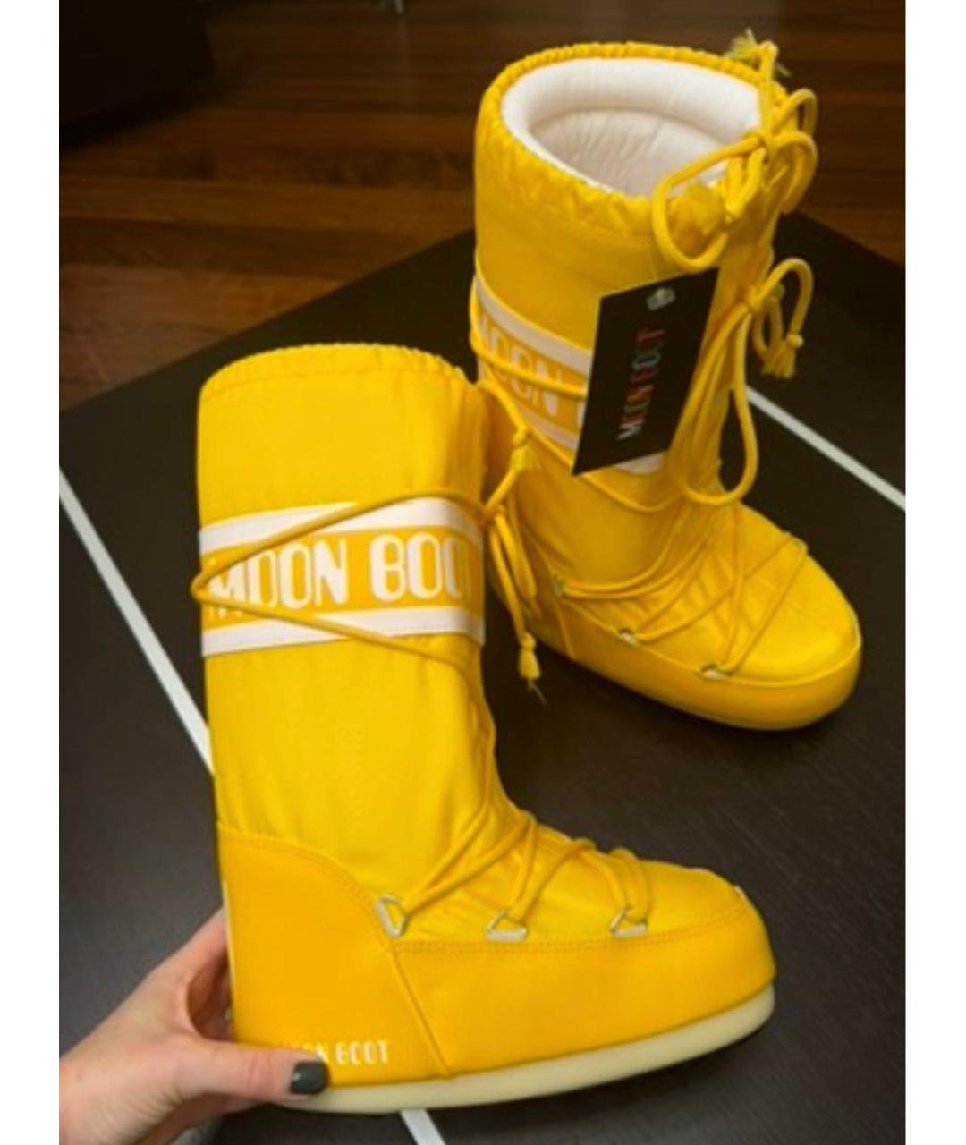 MOON BOOT Желтые текстильные сапоги, фото 3